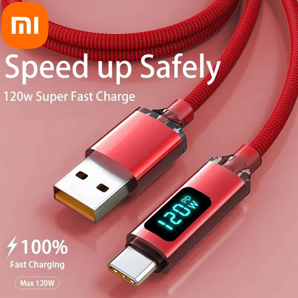 Xiaomi 120w Cable USB A To Type C Super Fast Charging Cable Digital Display - Free shipping